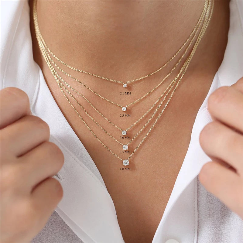 CANNER New 925 Sterling Silver Mini Zircon Pendant Necklaces Chain For Women Necklace Chains Fine Jewelry Gift Collares подвеска