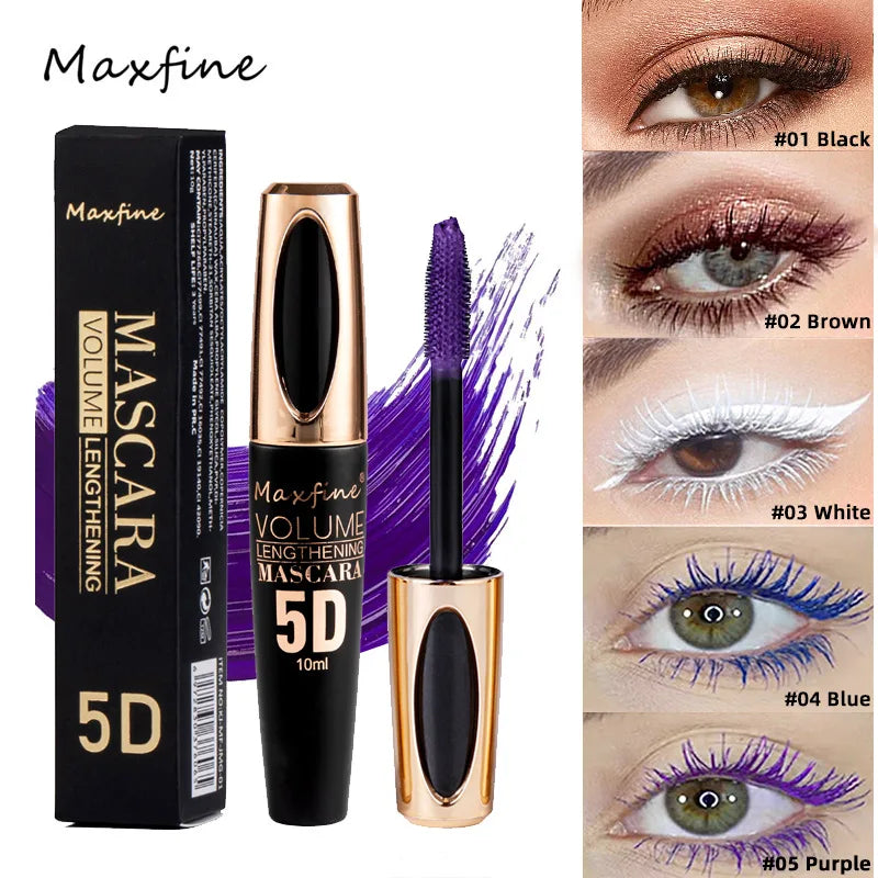 Colorful 5D Volume Mascara Lasting Styling Waterproof Quick Dry Blue Purple Curling Lengthen Long Eyelash Silk Extension Cream