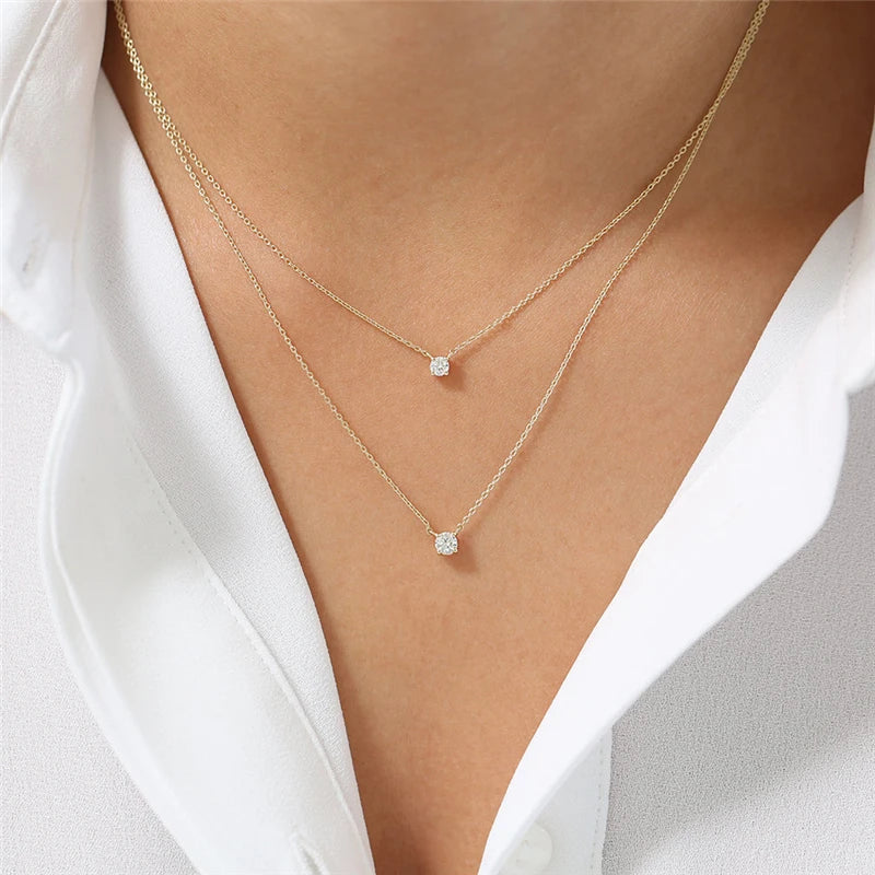 CANNER New 925 Sterling Silver Mini Zircon Pendant Necklaces Chain For Women Necklace Chains Fine Jewelry Gift Collares подвеска