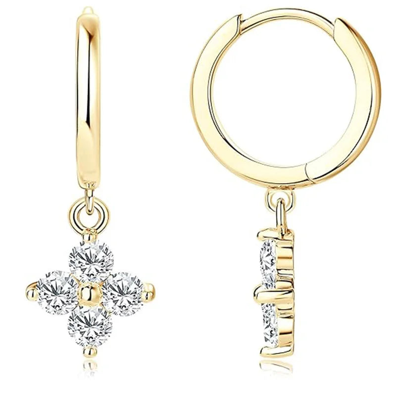 925 Silver Plated Four-leaf Flower Zircon Chain Necklace for Women Luxury Collar Charm Clover Necklaces 2025 Trend Jewelry