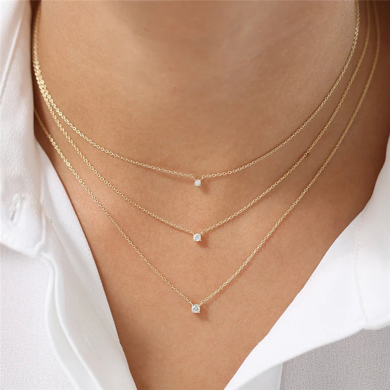 CANNER New 925 Sterling Silver Mini Zircon Pendant Necklaces Chain For Women Necklace Chains Fine Jewelry Gift Collares подвеска